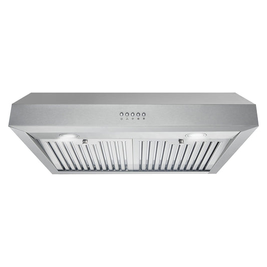 Cosmo 30 Ducted Under Cabinet Range Hood in Stainless Steel with LED Lighting and Permanent Filters UC30